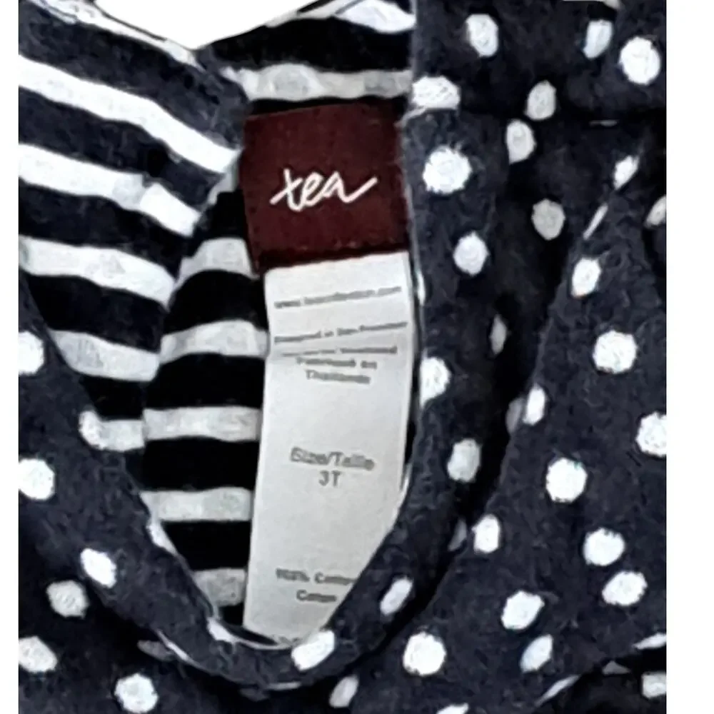 Tea Collection Black With White Dots Short Sleeve  Dress Size 3T